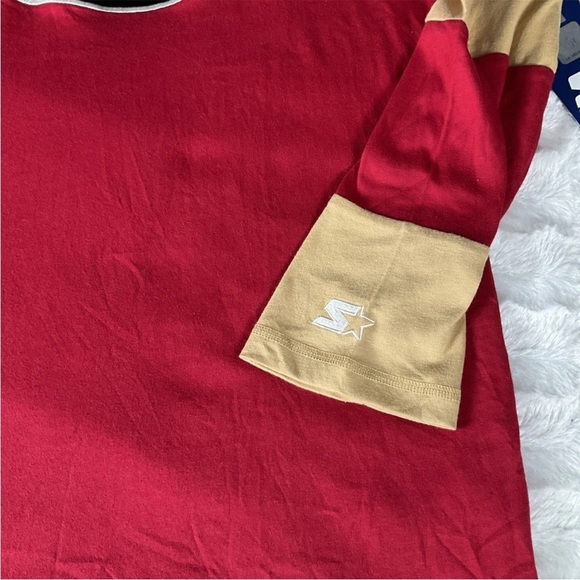 San Francisco 49ers Starter Sz M Field Jersey Long Sleeve T-Shirt - Scarlet/Gold - Picture 4 of 11